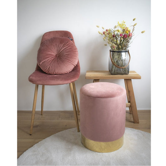 Gamby Pouf - roze fluweel -Ø34x43 cm | Homestyles.nl