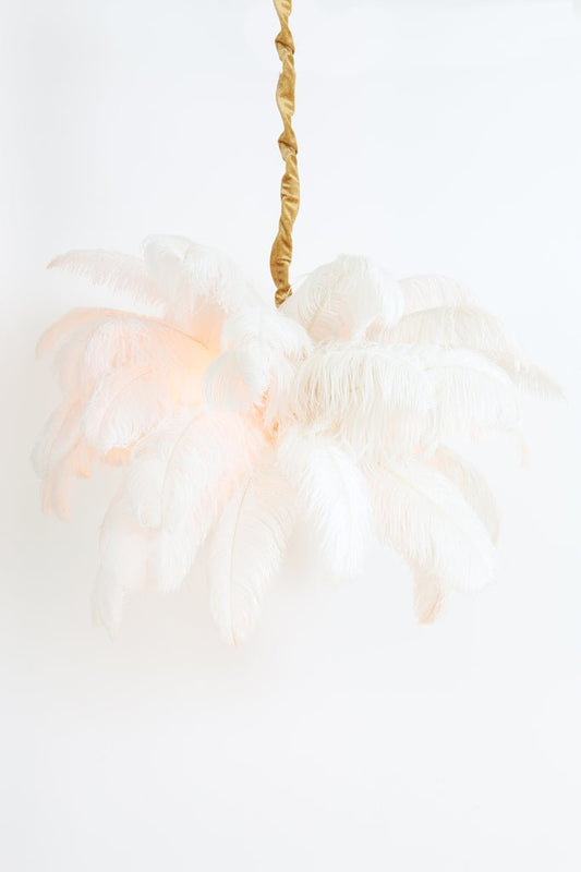 Light & Living Hanglamp E14 80 cm FEATHER Gold/White | Homestyles.nl