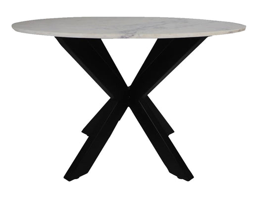 Eettafel rond marmer - ø120x76 - Wit/zwart - Marmer/metaal | Homestyles.nl