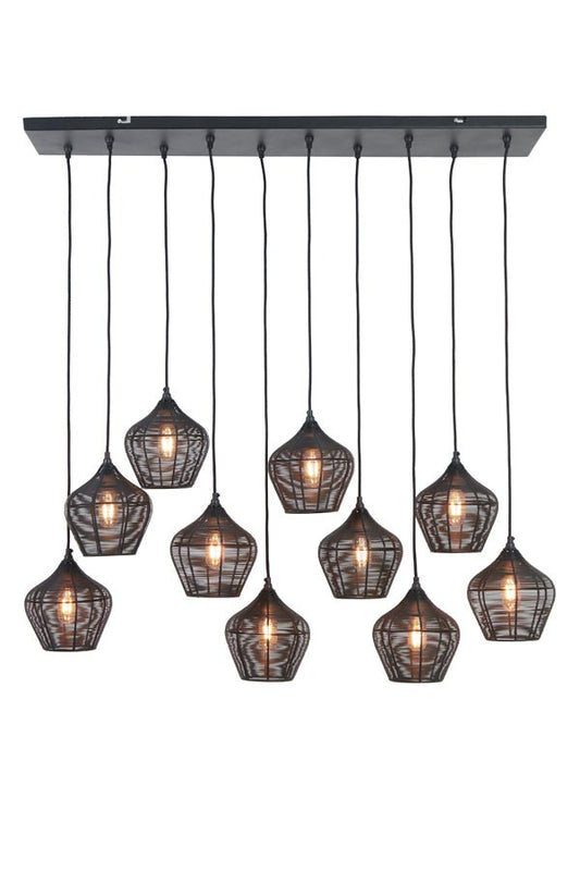 Light & Living Hanglamp 10L 120x25x29,5 ALVARO Matt Black | Homestyles.nl