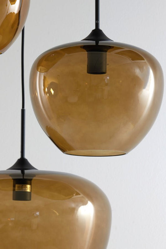 Light & Living Hanglamp 3L 40x160 MAYSON Glass Brown/Matt Black | Homestyles.nl