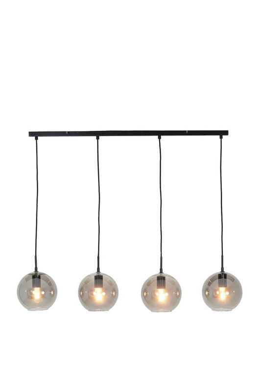 Light & Living Hanglamp 4L 114x20x120 SUBAR Matt Black/Smoked Glass | Homestyles.nl